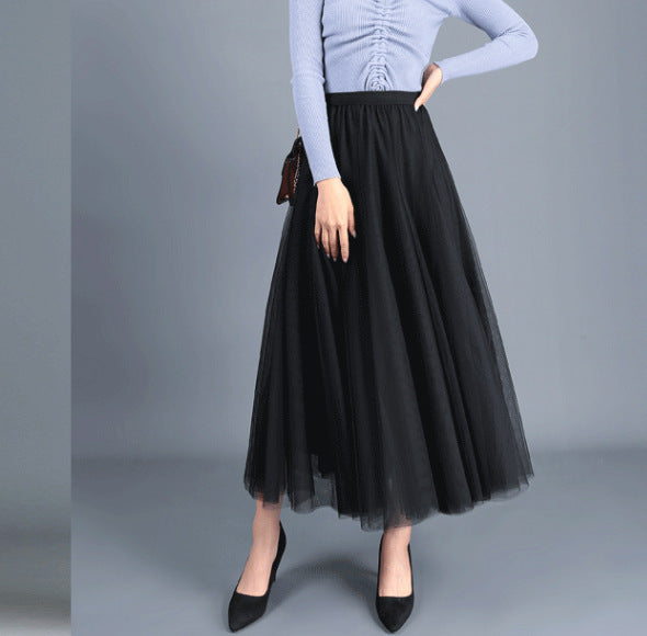 Chic Und Stil | Long Soft Tulle Skirt with High Waist and Slim Fit