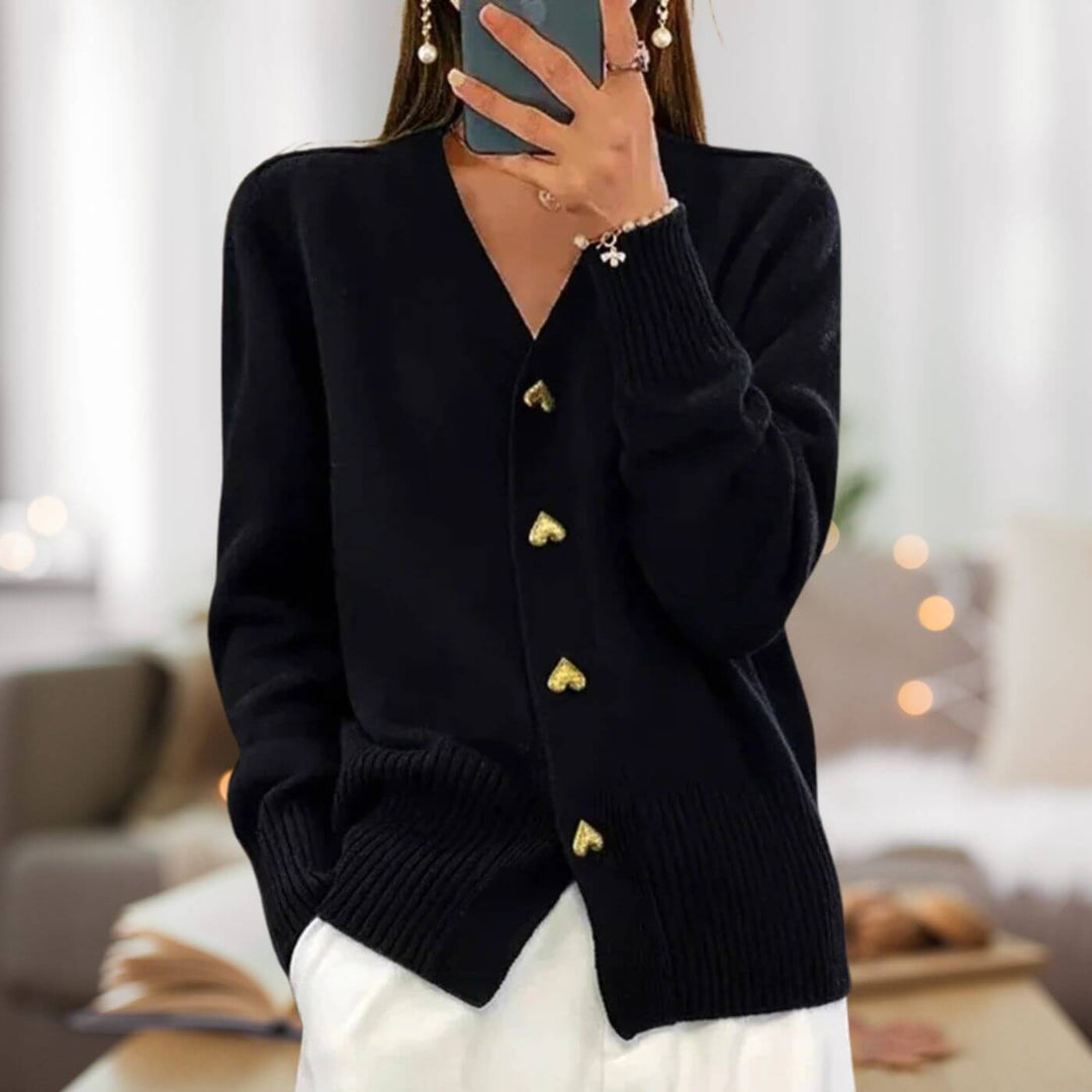 Lune London | Stylish cardigan with heart button accents
