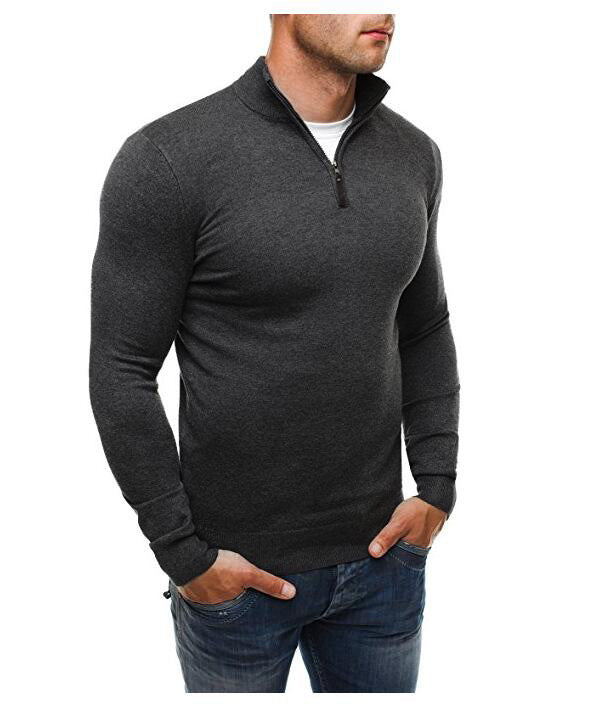 Long sleeve shirt for men with modern high collar and mid-length zipper Lune London