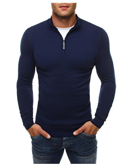 Long sleeve shirt for men with modern high collar and mid-length zipper Lune London