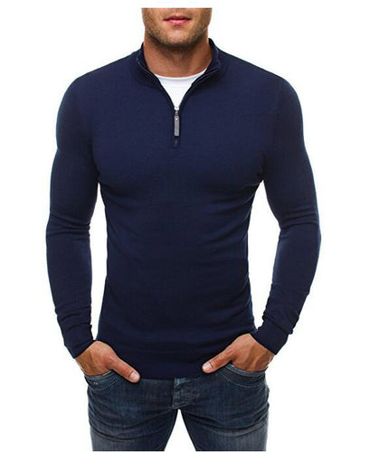 Long sleeve shirt for men with modern high collar and mid-length zipper Amarae