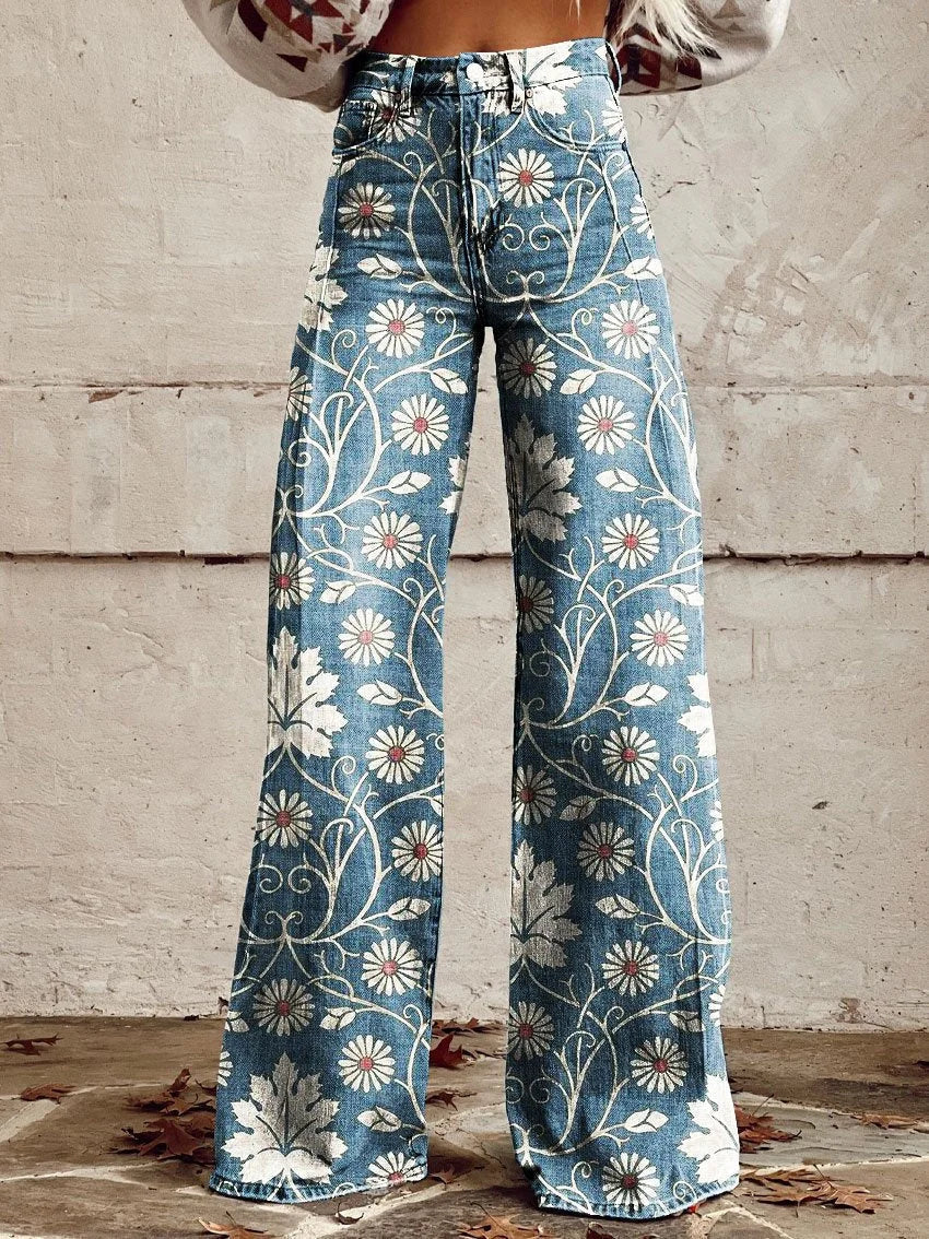 Lune London | Vintage printed wide leg casual pants