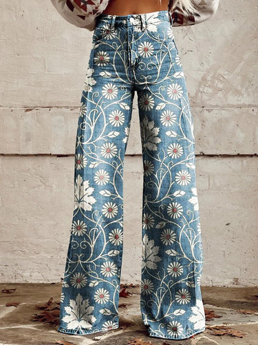 Amarae | Vintage printed wide leg casual pants