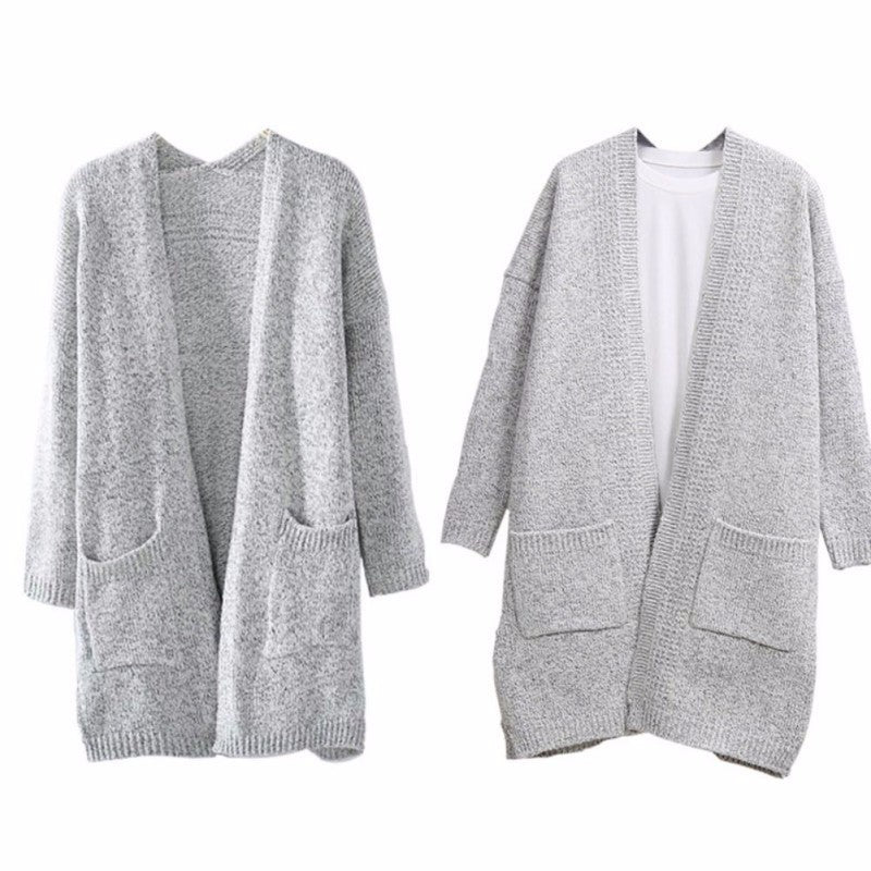Women's knitted jacket with casual pockets and open design Lune London