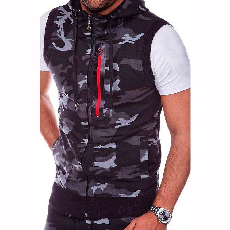 Men's sports hoodie with modern camouflage design and practical pockets Lune London