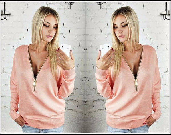Pull surdimensionné pour femmes avec fermeture éclair moderne Chic & Stil
