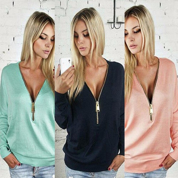 Pull surdimensionné pour femmes avec fermeture éclair moderne Chic & Stil
