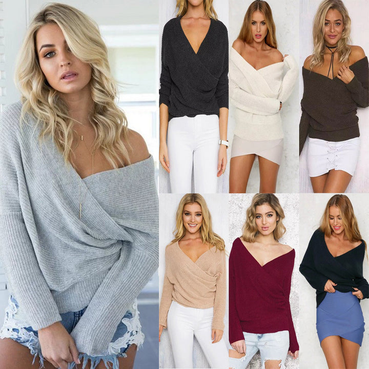 Wrap sweater for women with off-shoulder and structured design Lune London