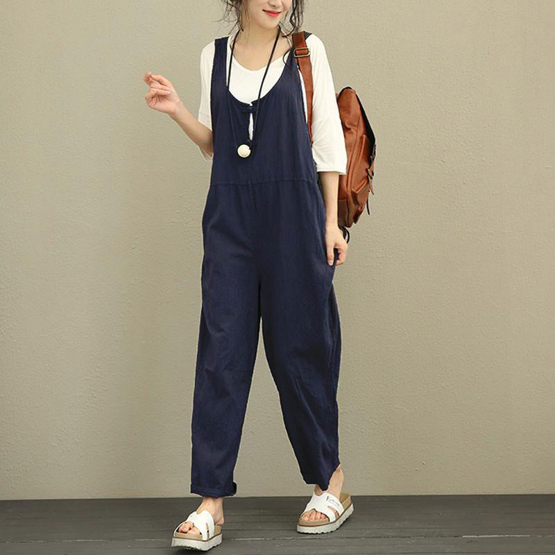 Women's Casual Cotton Jumpsuit with Wide Leg and Adjustable Straps Amarae