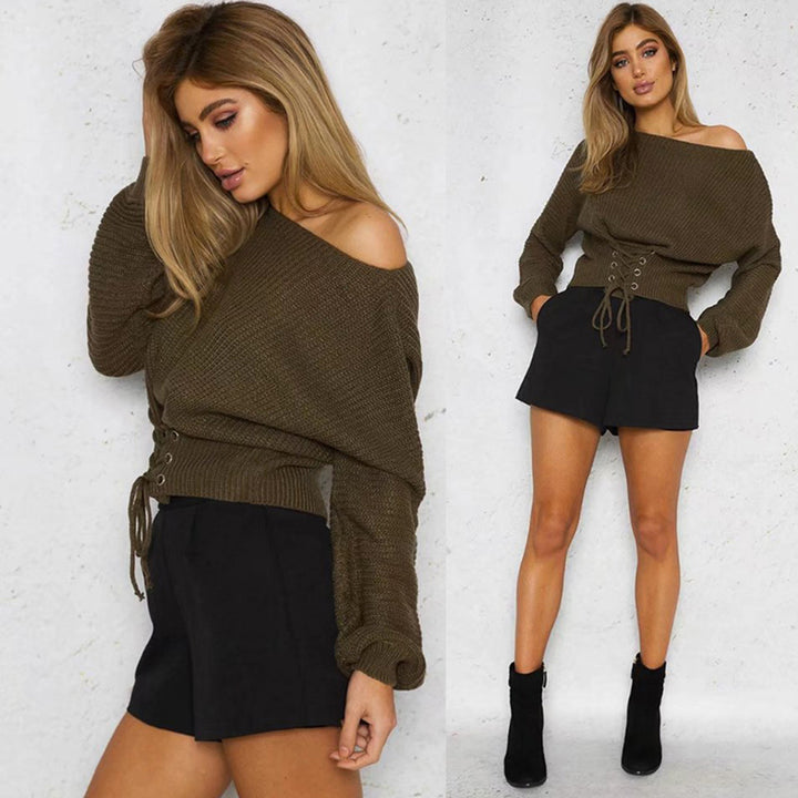 Trend knitted sweater for women with decorative lacing Lune London