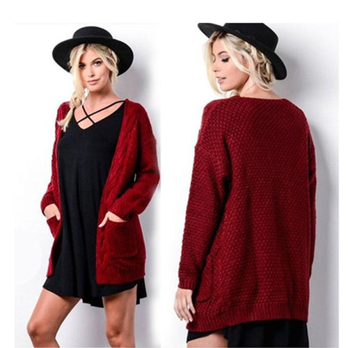 Comfortable knitted cardigan for ladies with open front and pockets Amarae