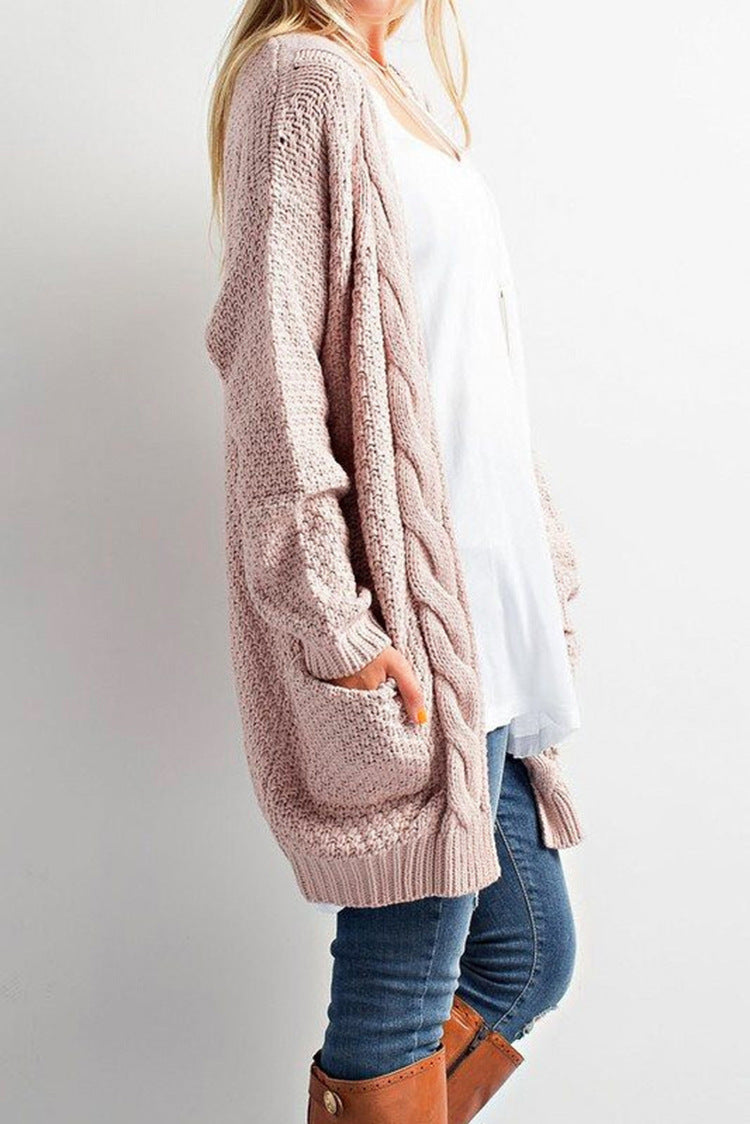 Comfortable knitted cardigan for ladies with open front and pockets Lune London
