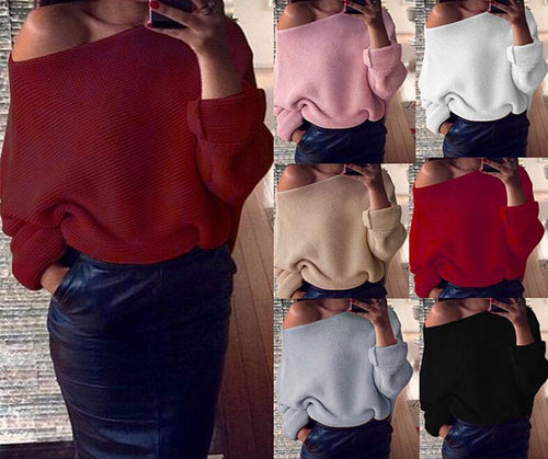 Chunky knit sweater for women with an off-shoulder design and a soft material Amarae
