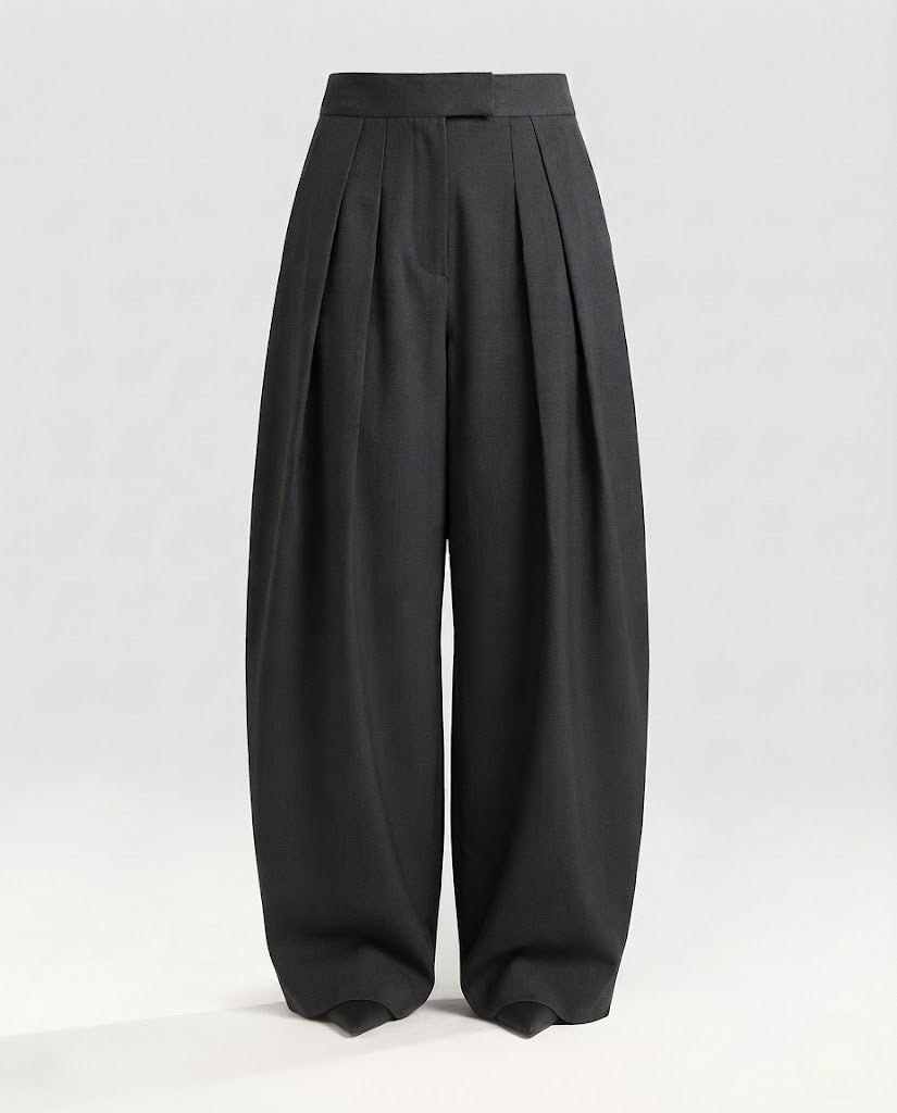 Women Wide-cut, pleated high-waisted suit trousers made of wool blend Amarae
