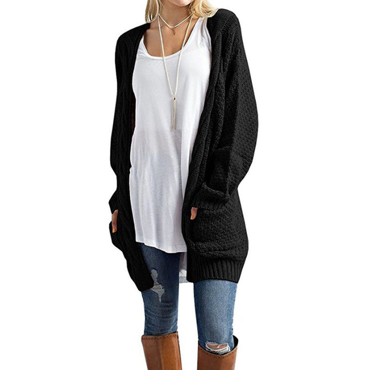 Chunky knit cardigan for women with open front and practical pockets Lune London