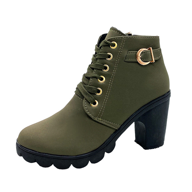 Lune London | Block heel ankle boots - Warm lined - Non-slip sole - Gold details