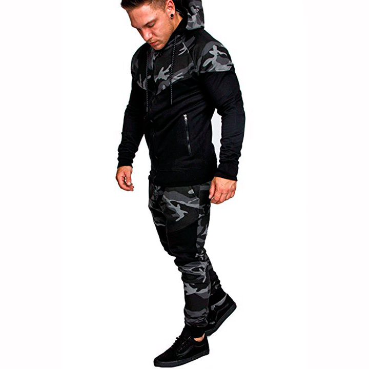 Men's training sweater with high collar and trendy camouflage design Lune London