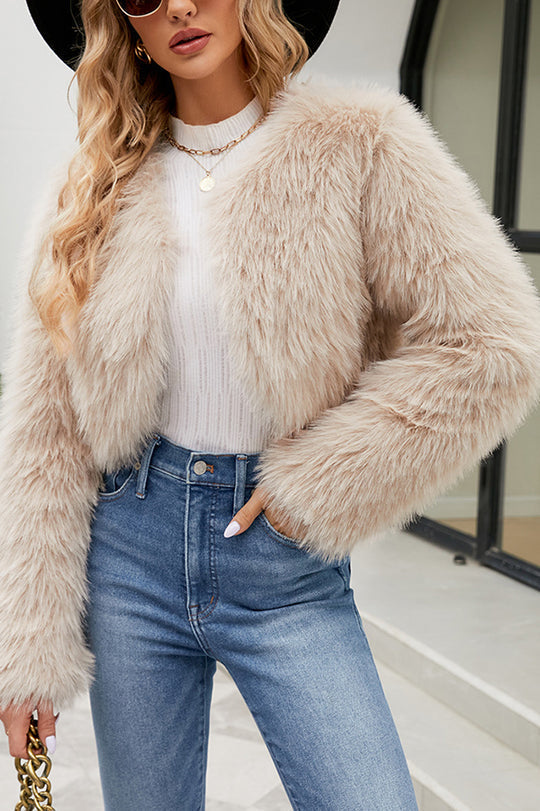 Amarae | Long Sleeve Short Casual Faux Fur Jacket