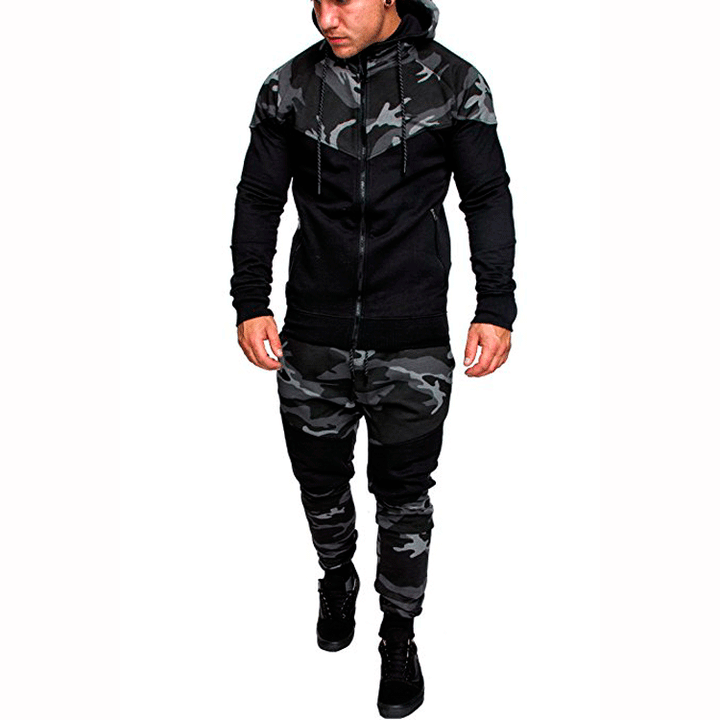 Men's training sweater with high collar and trendy camouflage design Lune London