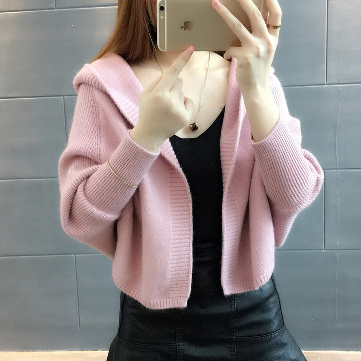 Ladies Beautiful knitted cardigan with hood Lune London