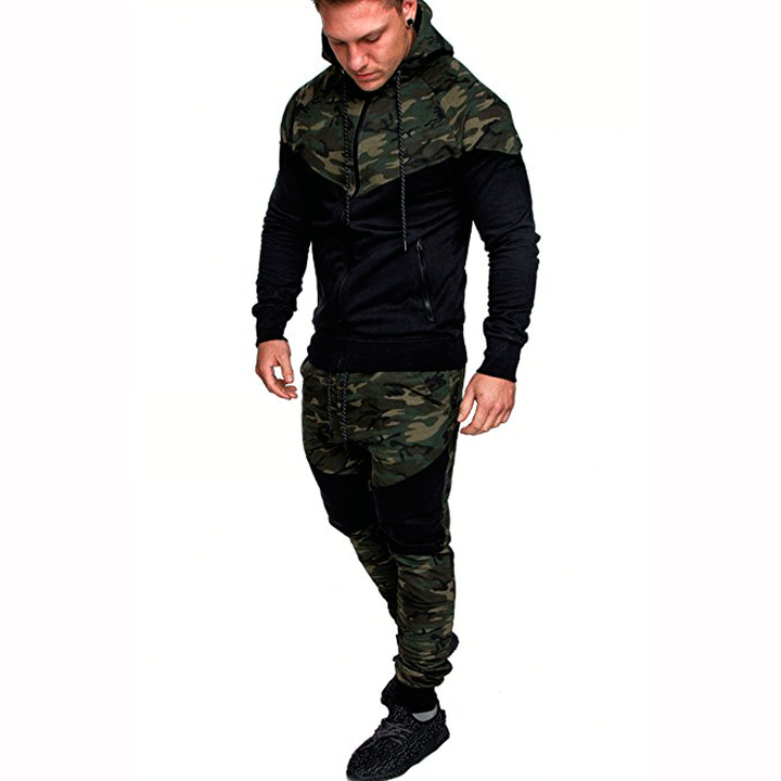 Men's training sweater with high collar and trendy camouflage design Lune London