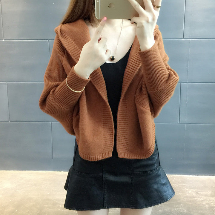 Ladies Beautiful knitted cardigan with hood Lune London