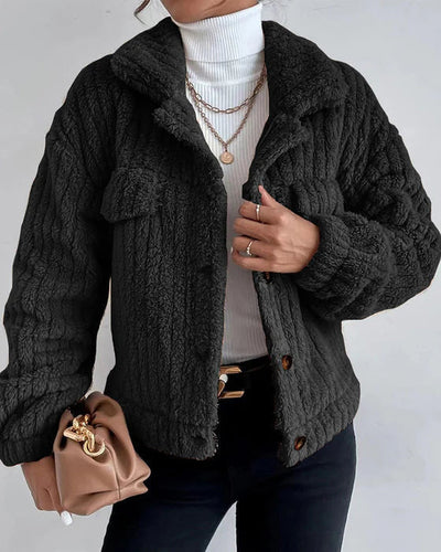 Amarae | thick solid coat with reversible button and long sleeves
