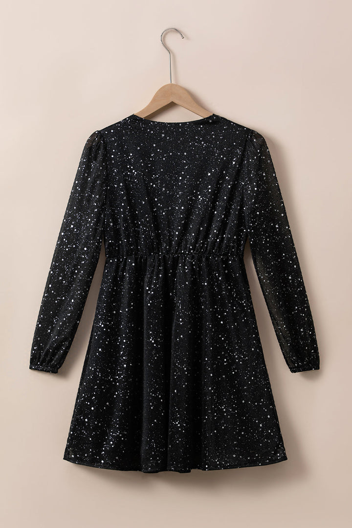 Lune London | Elegant black sparkling dress with mesh screening