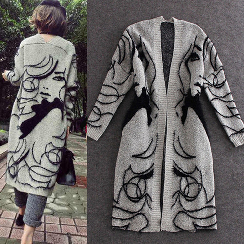Cardigan en tricot pour femme avec motif complexe et coupe ouverte Chic & Stil