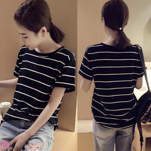 Women's striped T-shirt with short sleeves and a casual fit Amarae