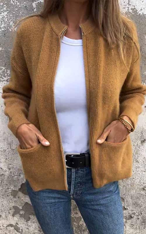 Lune London | Cardigan - Round neck & Zipper - Soft cotton