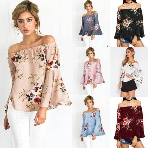 Blouse Femme D'épaules Dégagées Avec Manches Volumineuses Et Motif Floral Chic & Stil