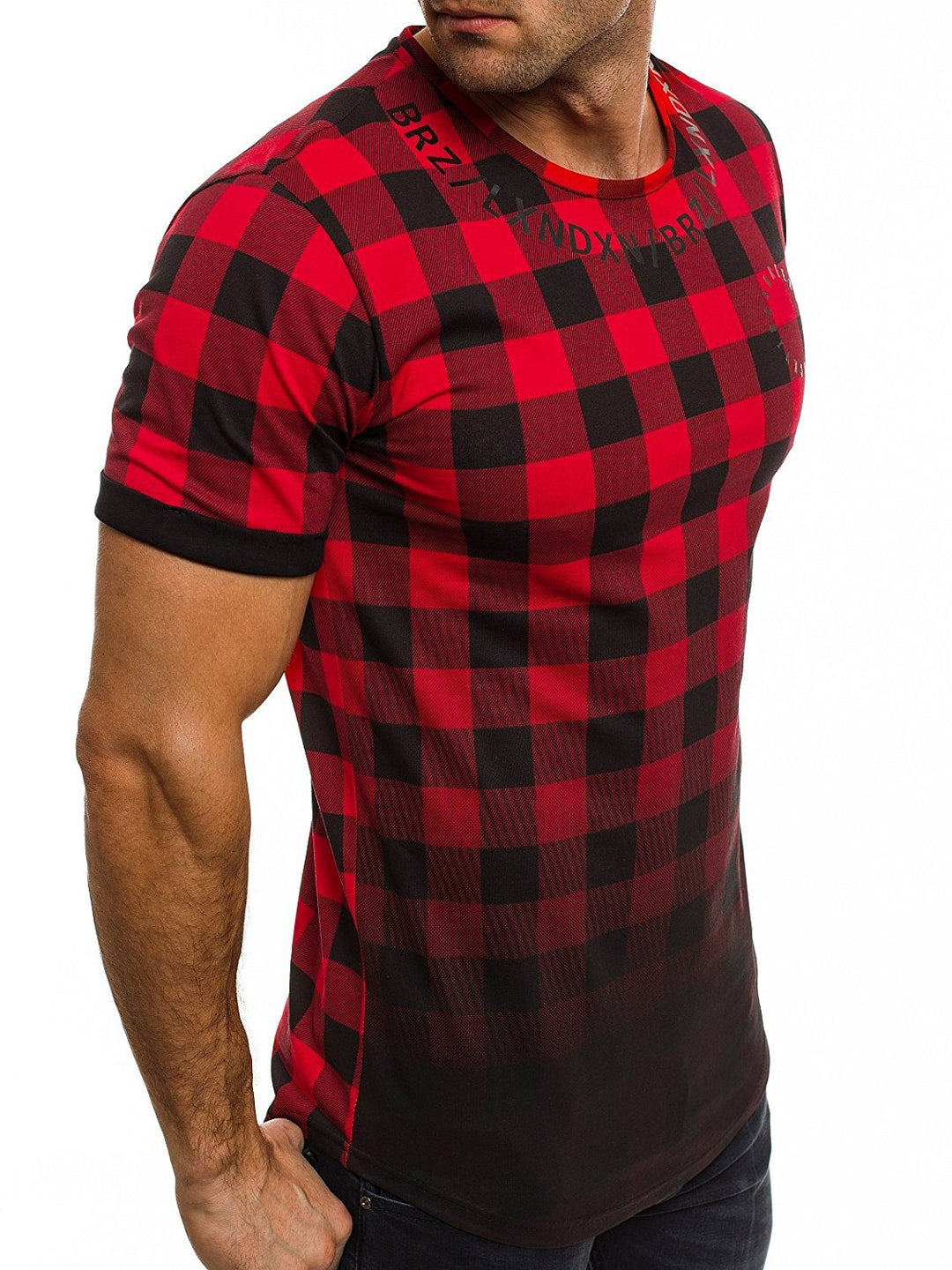 Men's T-shirt with modern checked pattern Lune London