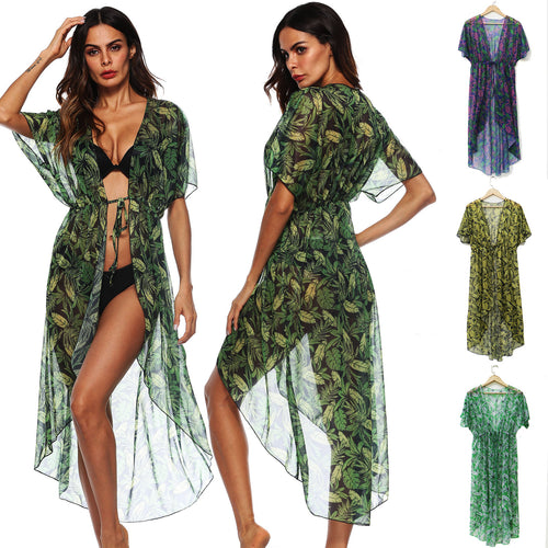 Amarae Transparent Floral Print Beach Dress for Women