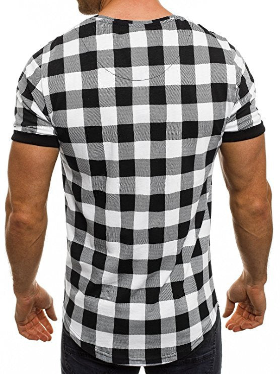 Men's T-shirt with modern checked pattern Lune London