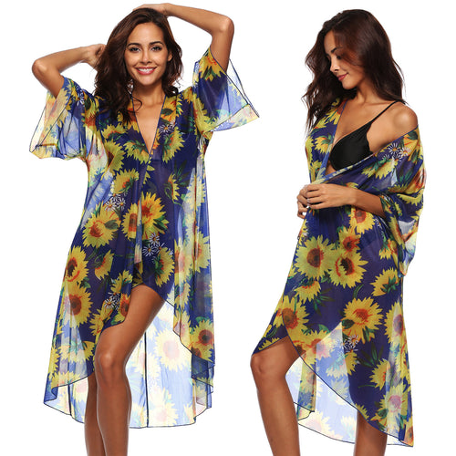 Ladies floral pattern beach cover-up kimono Amarae