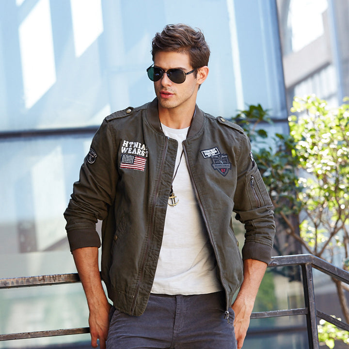 Stylish bomber jacket for men with practical patches Amarae