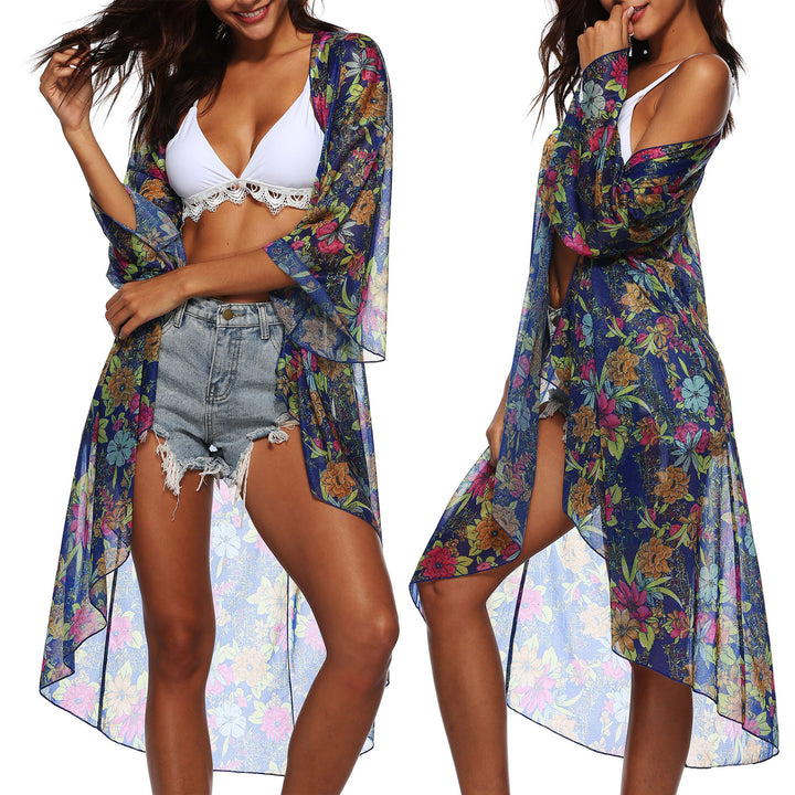 Women Lightweight Floral Bath Cover-Up Kimono Lune London