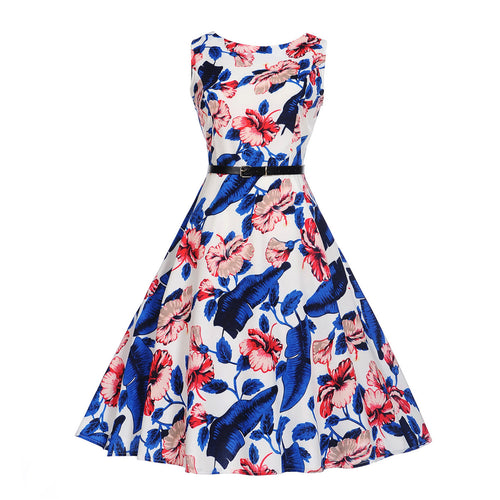 Robe swing pour femmes avec des motifs floraux et une ceinture élastique à la taille Chic & Stil