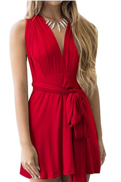 Ladies wrap dress with deep V-neckline and adjustable waist belt Lune London