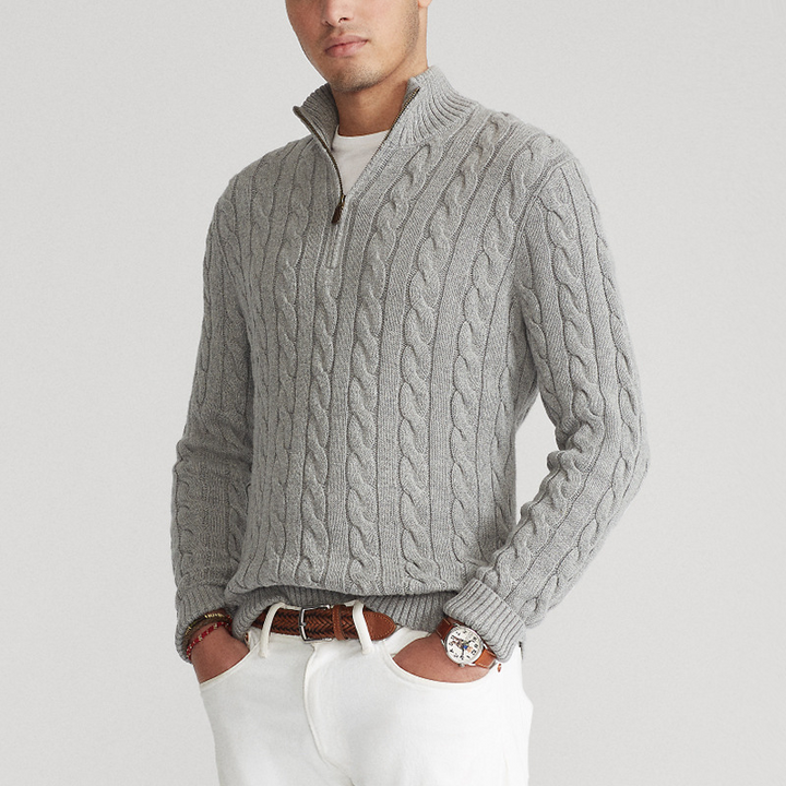 Lune London | Sweater with twisted pattern and half-zip - Elegant casual knit sweater
