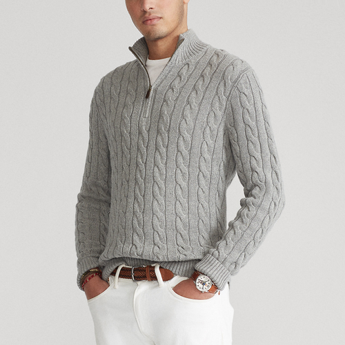 Amarae | Sweater with twisted pattern and half-zip - Elegant casual knit sweater