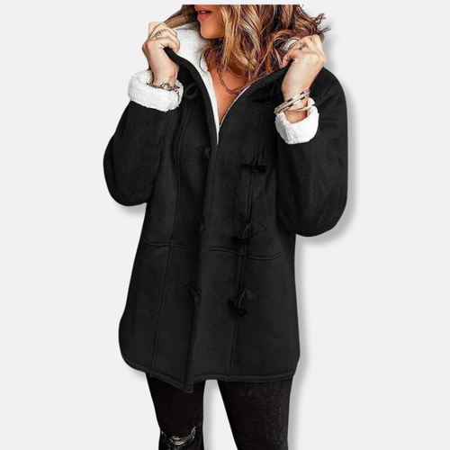 Amarae | Jacket - Fleece - Hood - Button closure - Casual fit - Mid-length