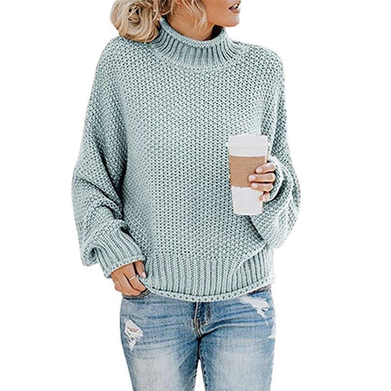Lune London | Knit Sweater - High Roll Neck - Chunky Knit - Loose Fit - Soft and Warm