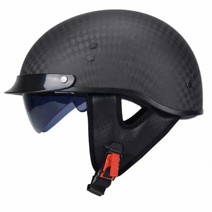 Casque Demi-Face Retro en Fibre de Carbone - Homologué DOT et ECE - ChicUndStil