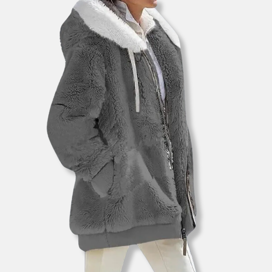 Amarae | Fleece Oversized Fleece Jacket - Hooded Zip Jacket