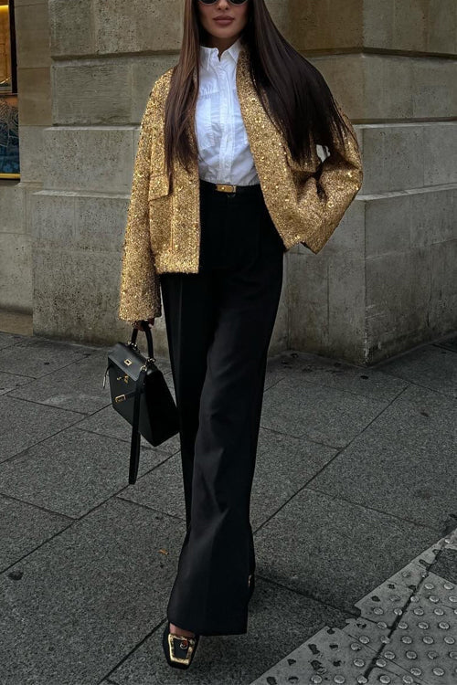 Lune London | Collar Zip Pocket Sequin Jacket