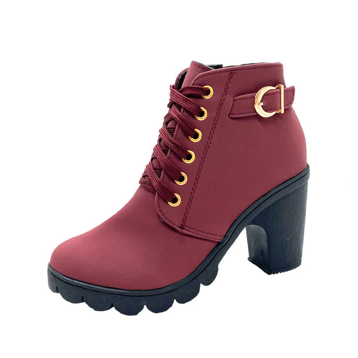 Lune London | Block heel ankle boots - Warm lined - Non-slip sole - Gold details