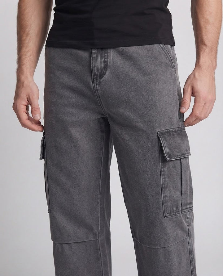 Men's Wide Utility Cargo Pants with Knee Insert and Multiple Pockets Amarae