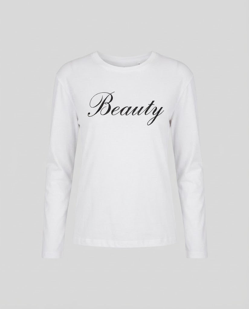 Women's long-sleeve lightweight oversized shirt with script print and round neck Amarae